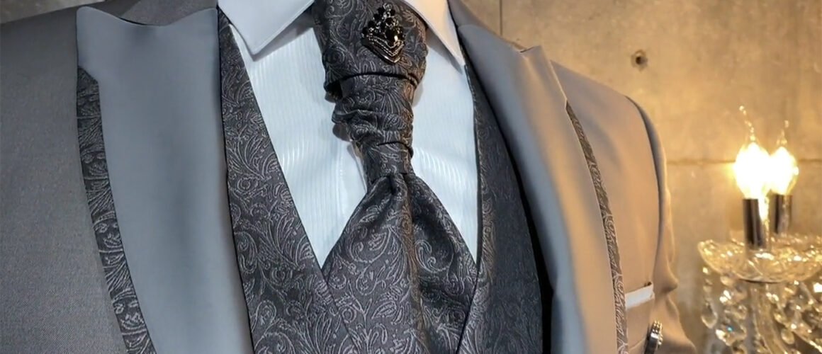 costume de mariage roma gris